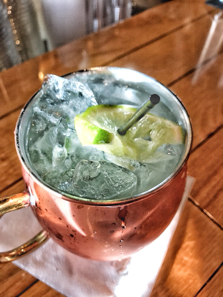 A close up of a Moscow Mule.