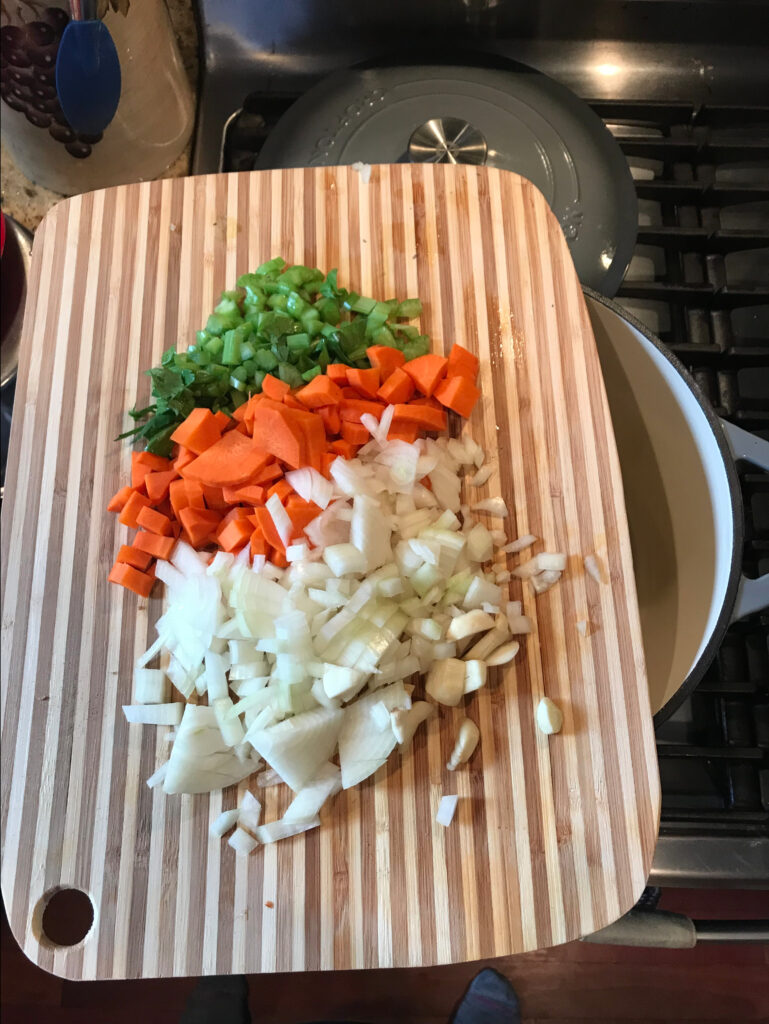 Diced celery, onions, and carrots