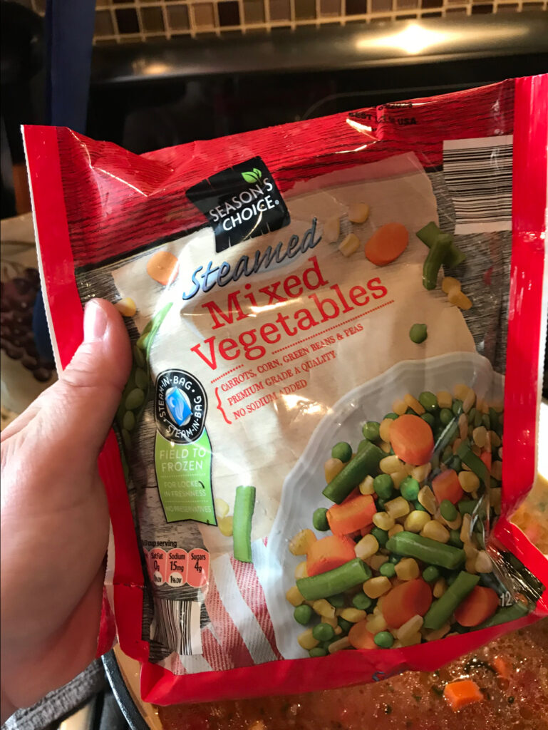 A bag of frozen Mixed Vegetables