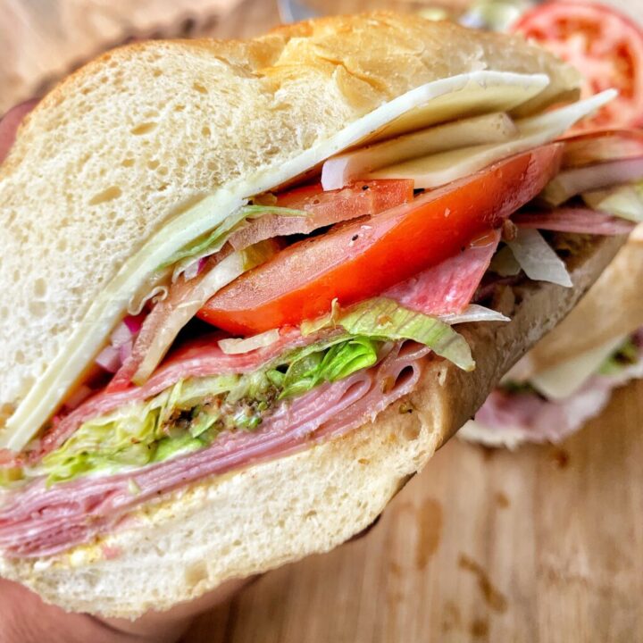 A close up of a sub sandwich