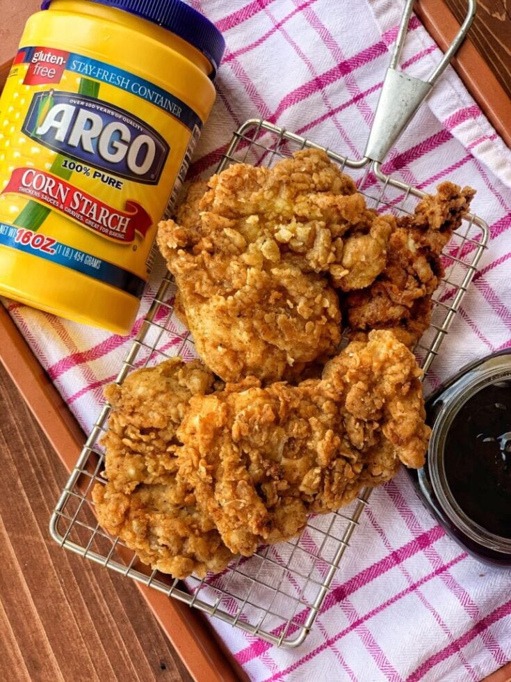 Crispy Fried Chicken next to Argo corn starch