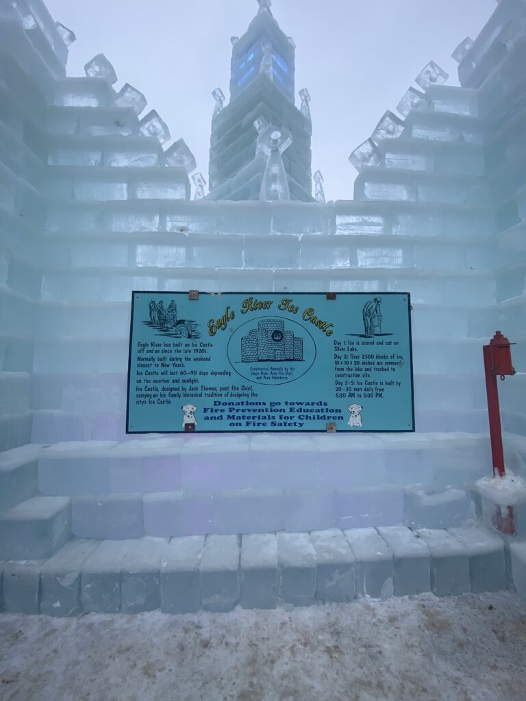 A close up of the Ice Castle