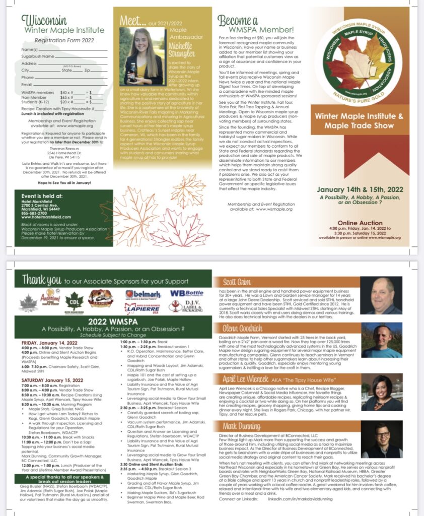A flyer for the Winter Maple Institute Trade Show