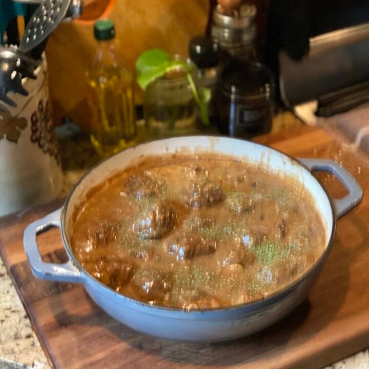 Salisbury Steak Meatballs In A Creamy Mushroom Gravy