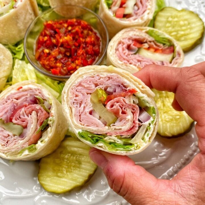 Hye Roller sandwiches with cherry pepper sauce and pickles