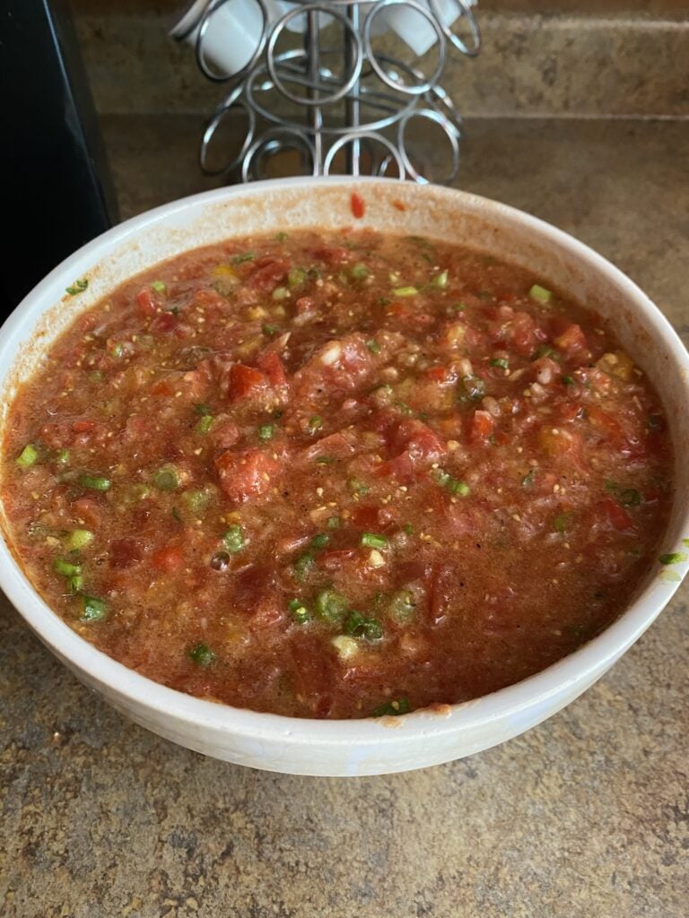 A bowl of salsa