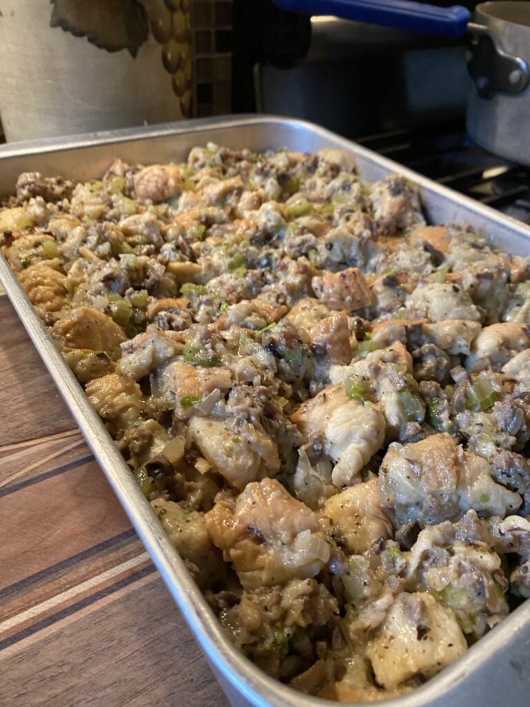 Stuffing before being baked