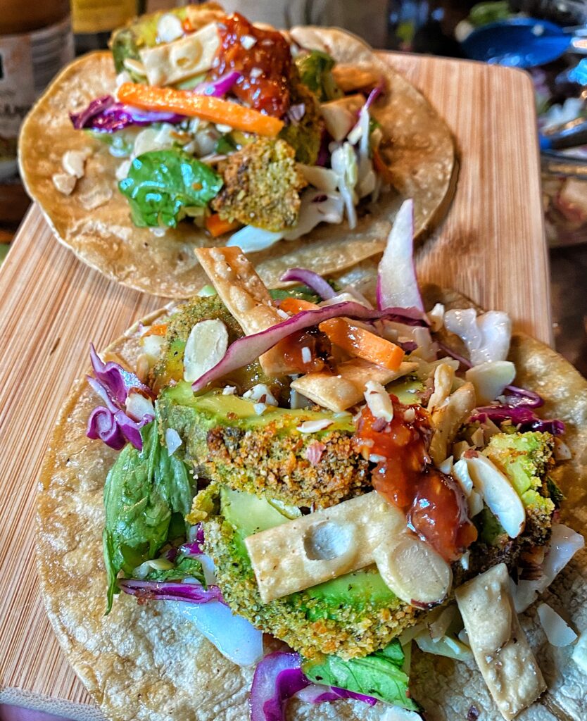 Air fried avocado tacos