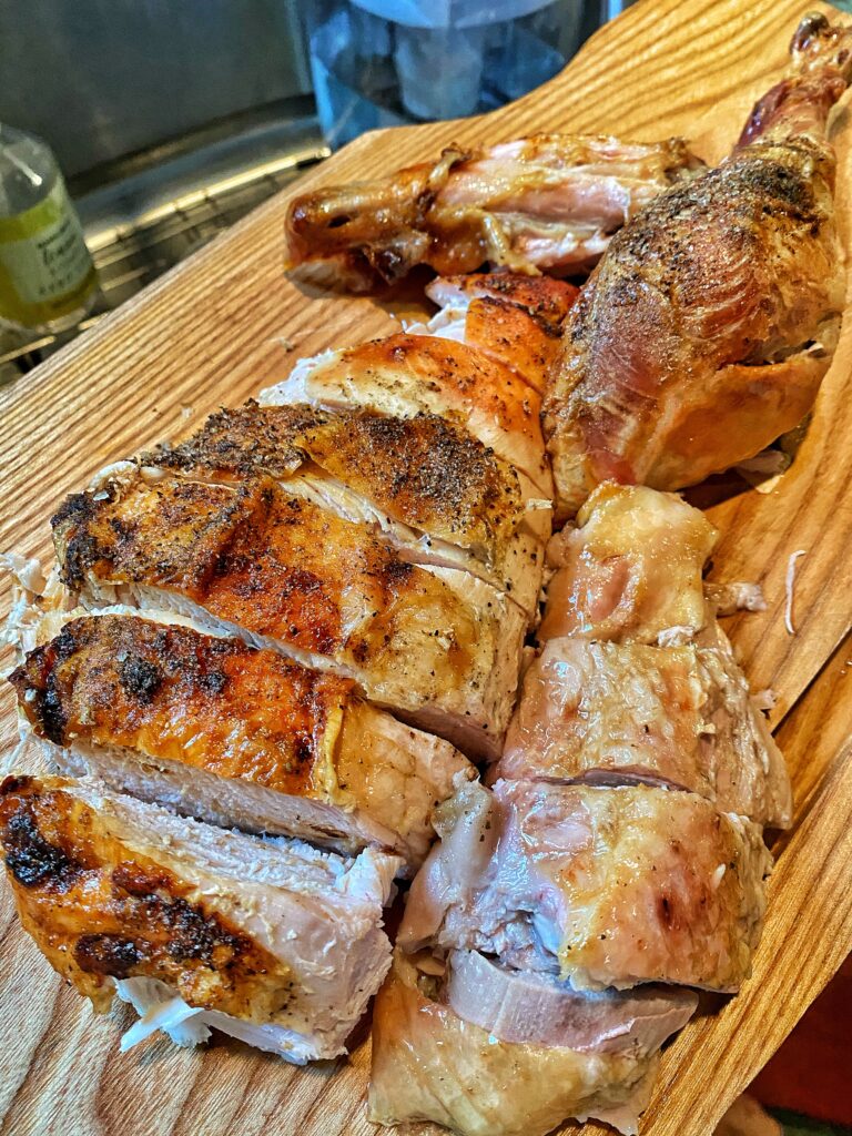Sliced, cooked turkey