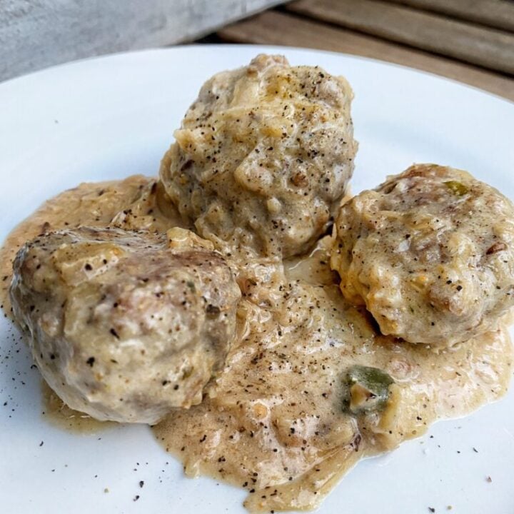 German meatballs in white wine caper sauce