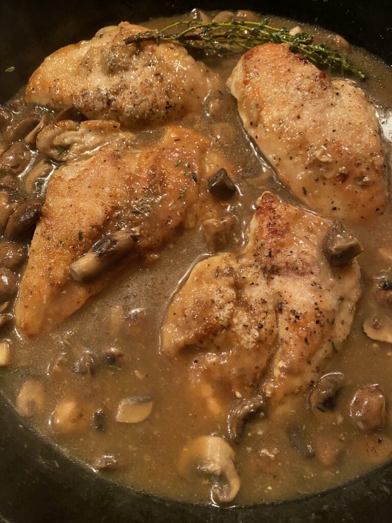 Skillet chicken with savory pan gravy