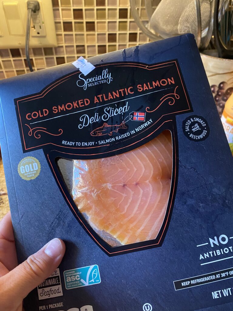 A package of cold smoked Atlantic salmon