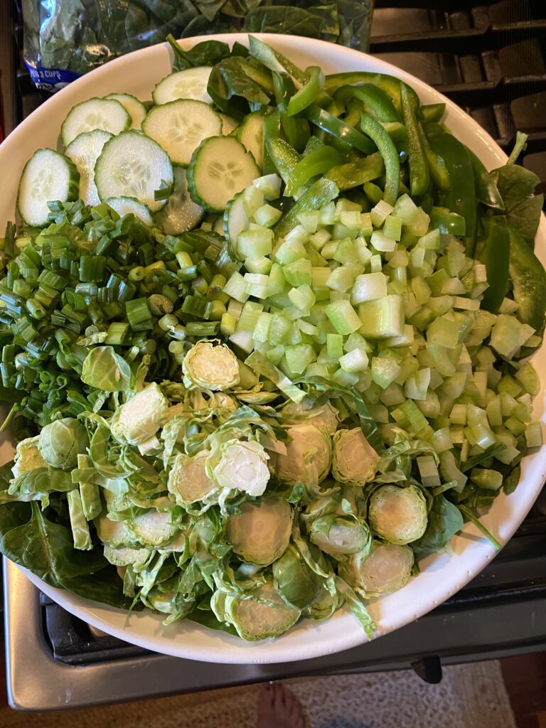 A big bowl of all kinds of green veggies