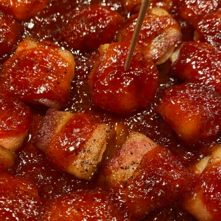 Bacon Wrapped Water Chestnuts with Tangy Barbeque