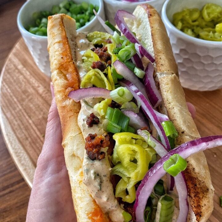 A Mardi Gras Sausage Sandwich