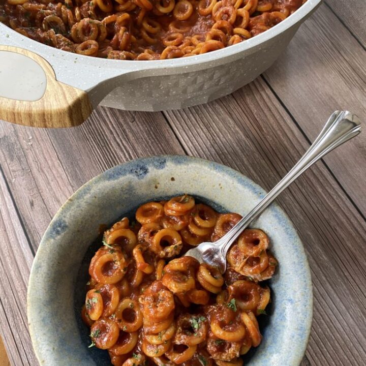 Homemade Spaghettios in a bowl