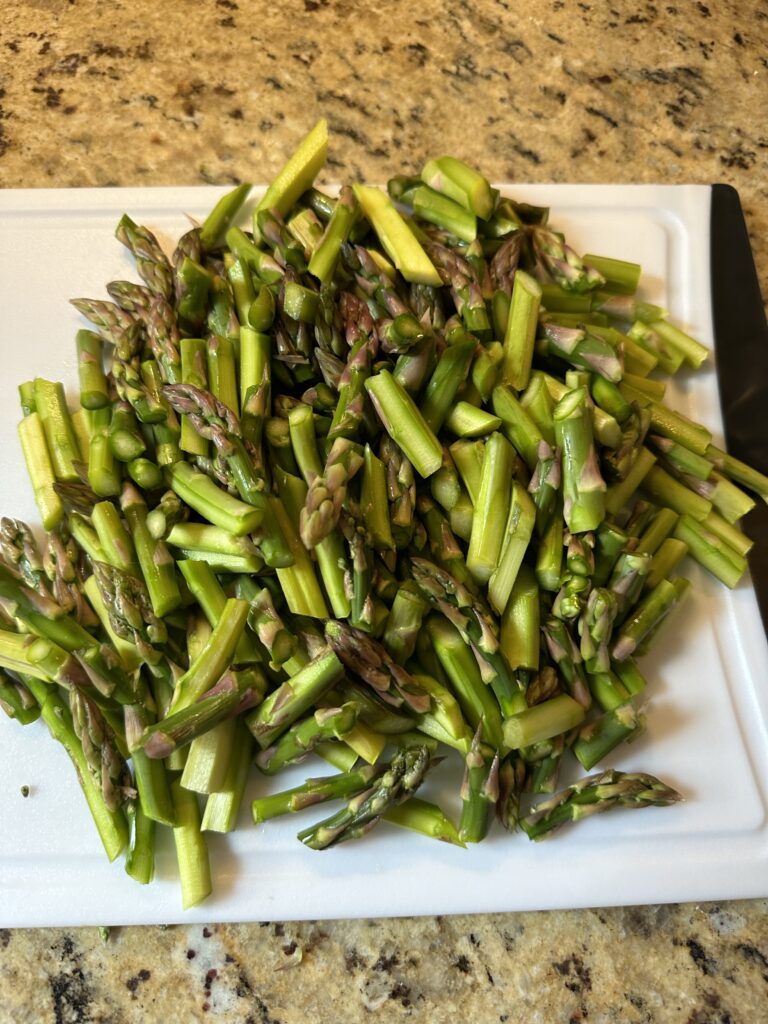 Asparagus cut into bite sized pieces