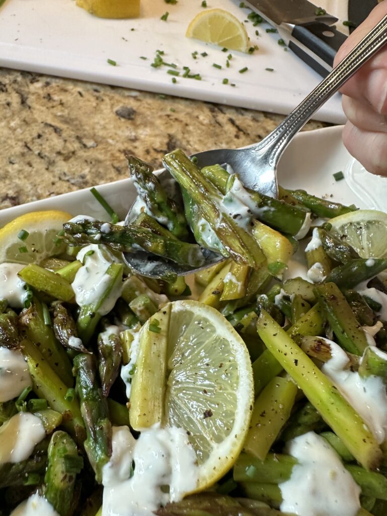 A forkful of asparagus