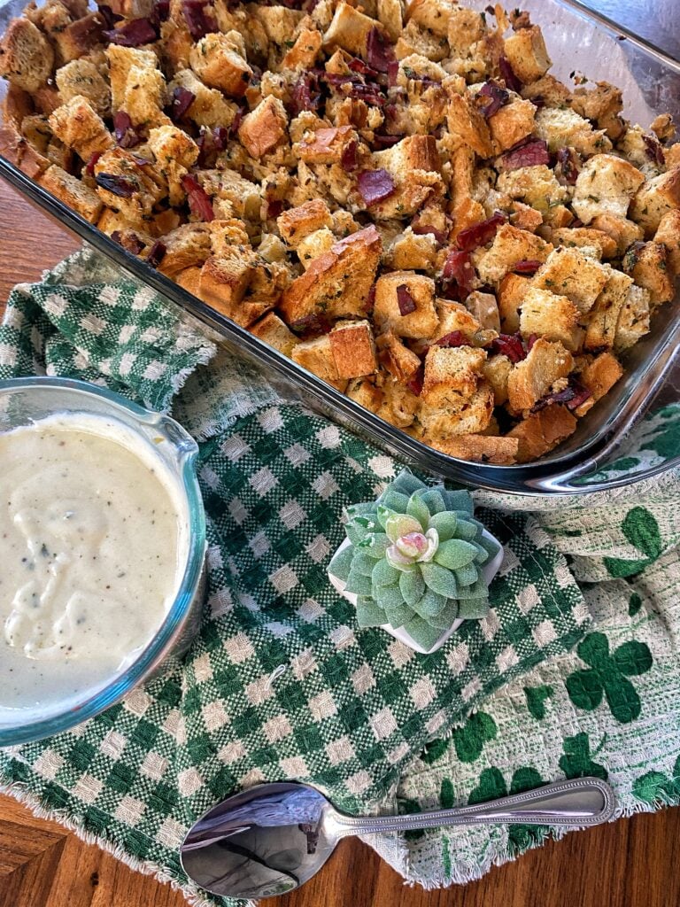 Corned Beef Breakfast Bake with Swiss Cheese Sauce