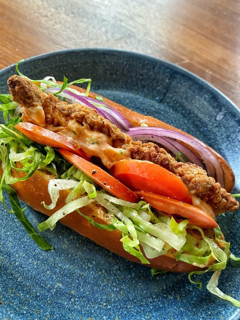 A finished bird dog sandwich