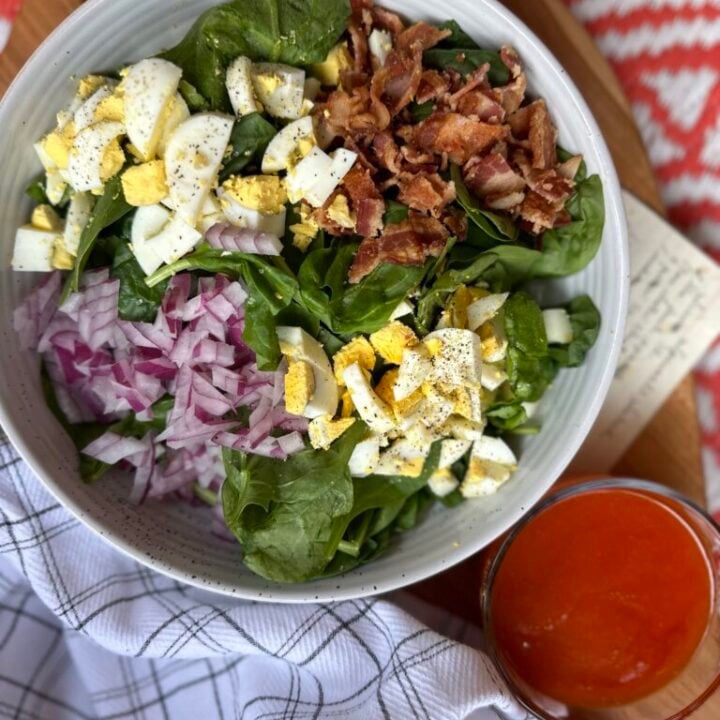 Classic Spinach Salad with Four Ingredient Tangy Dressing