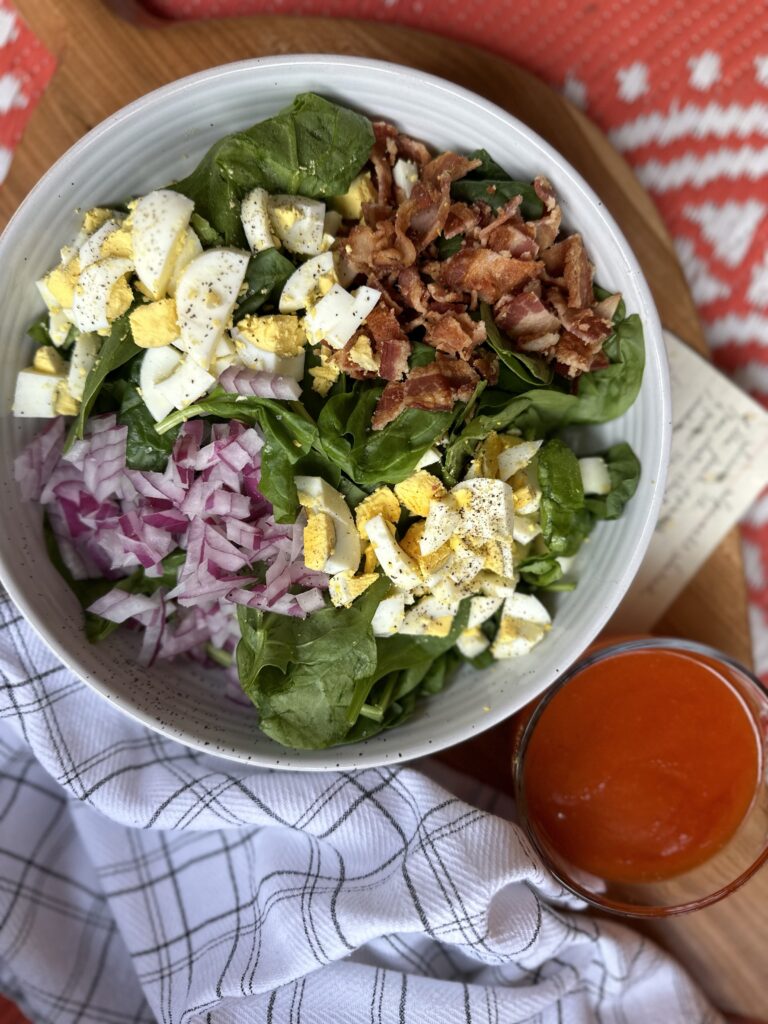 Classic Spinach Salad with Four Ingredient Tangy Dressing