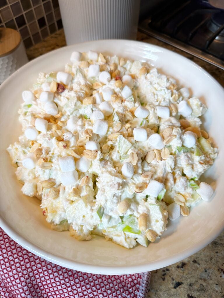 Taffy Apples Salad in a white bowl