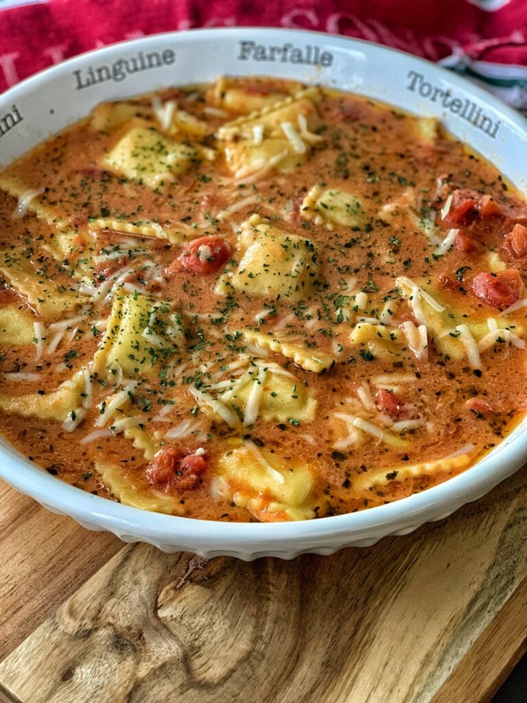 Instant Pot Ravioli in a Tomato Parmesan Broth