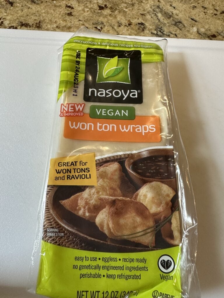 A package of vegan won ton wraps