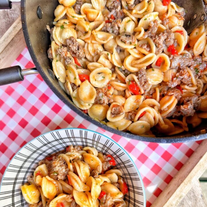 A pot of Oriechette pasta