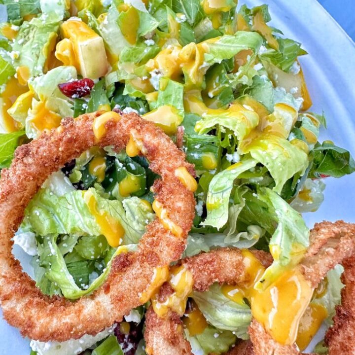 Fall Salad with Crispy Onion Rings