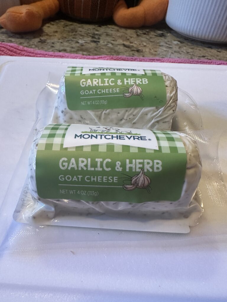 A package of Montchevre Garlic and Herb Cheese