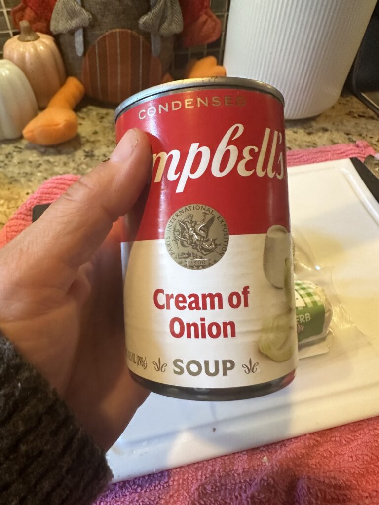 A can of Campbell's Cream of Onion Soup