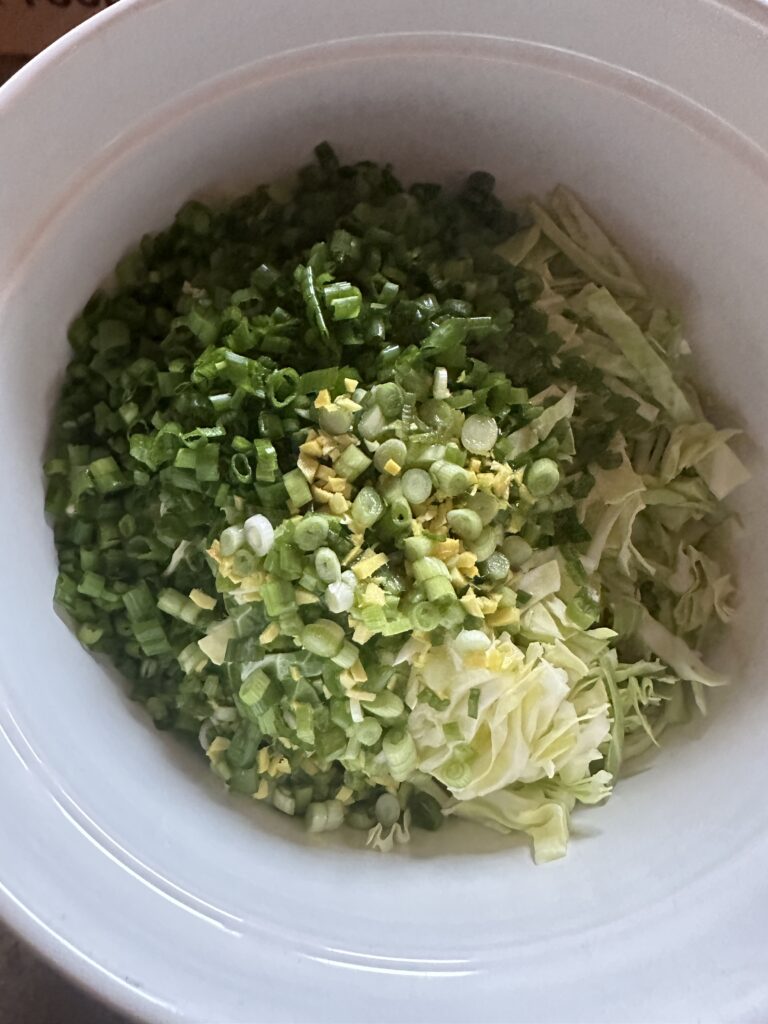 The egg roll veggie ingredients in a bowl