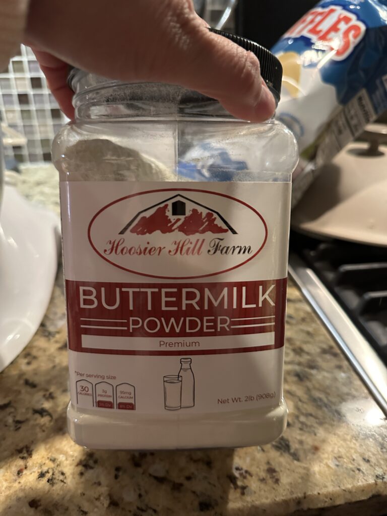 A container of buttermilk powder
