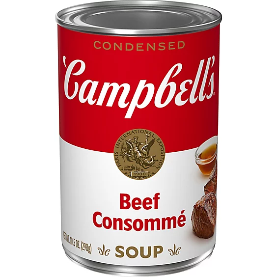 A can of Campbell's Beef Consomme