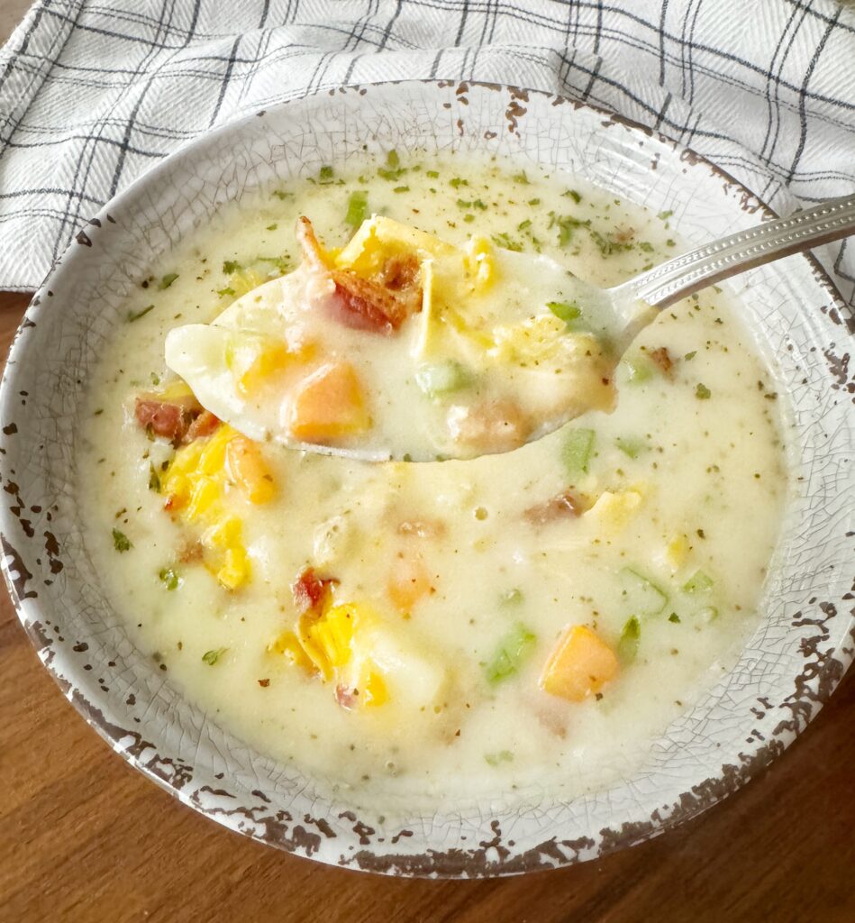 A spoon of soup