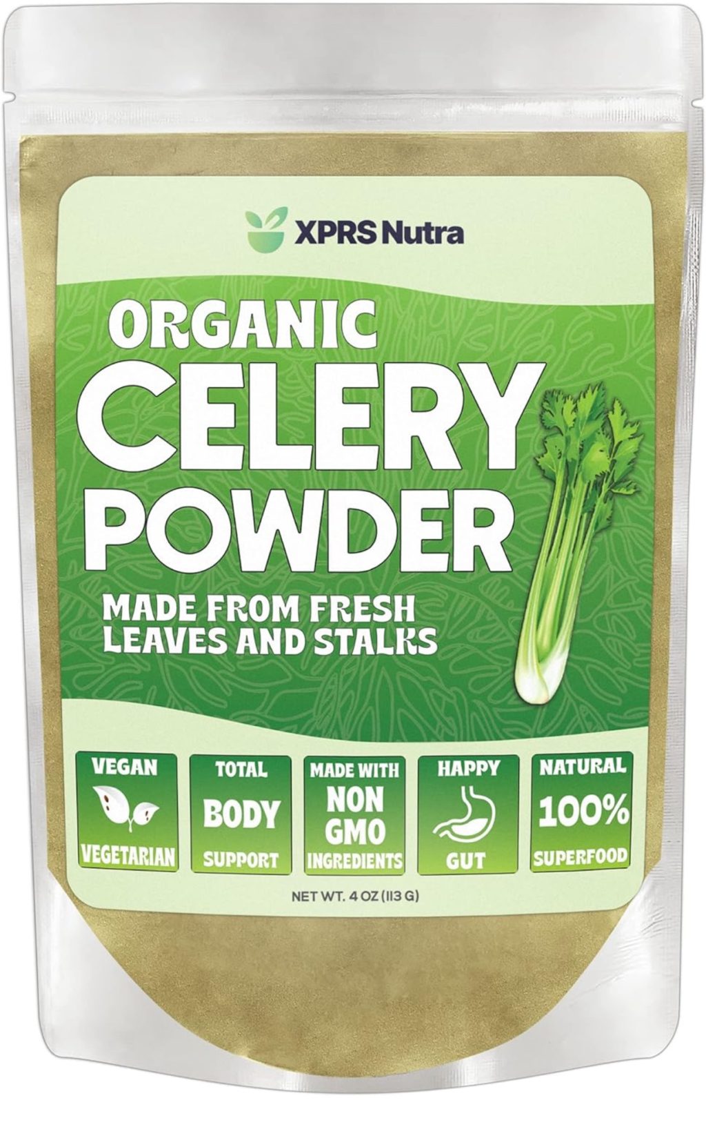 A packet of organic celery powder