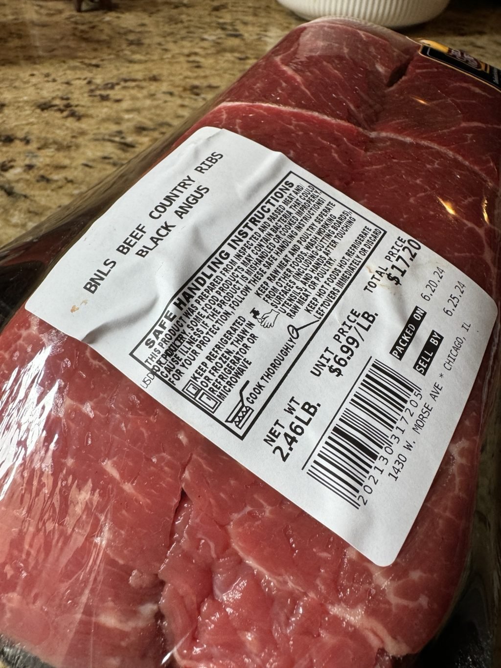 A package of boneless beef country ribs