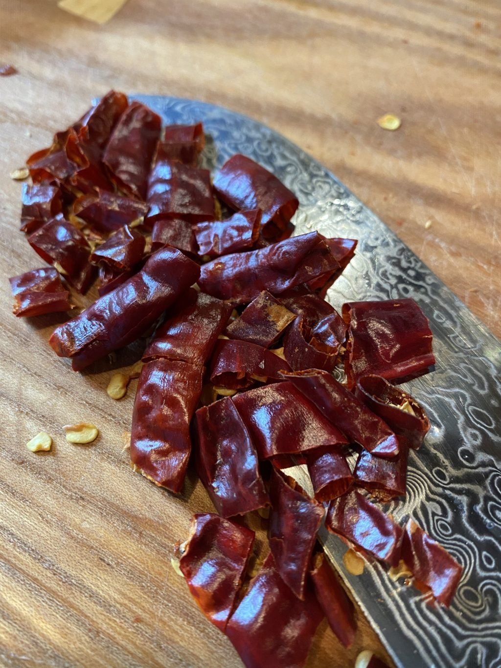 Chopped dried chilis.