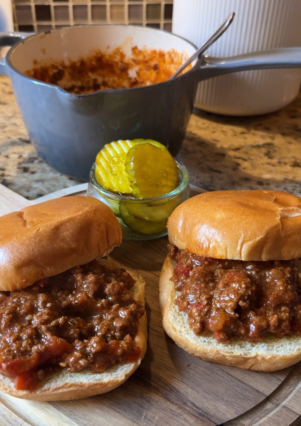 A close up shot of BBQ beef sandwiches.