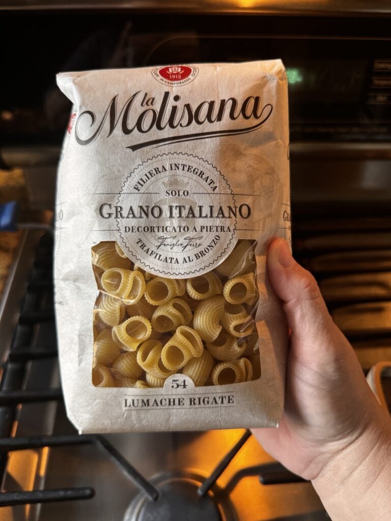 A package of seashell pasta.