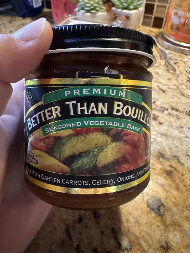A jar of Better Than Bouillon seasoned vegetable base.