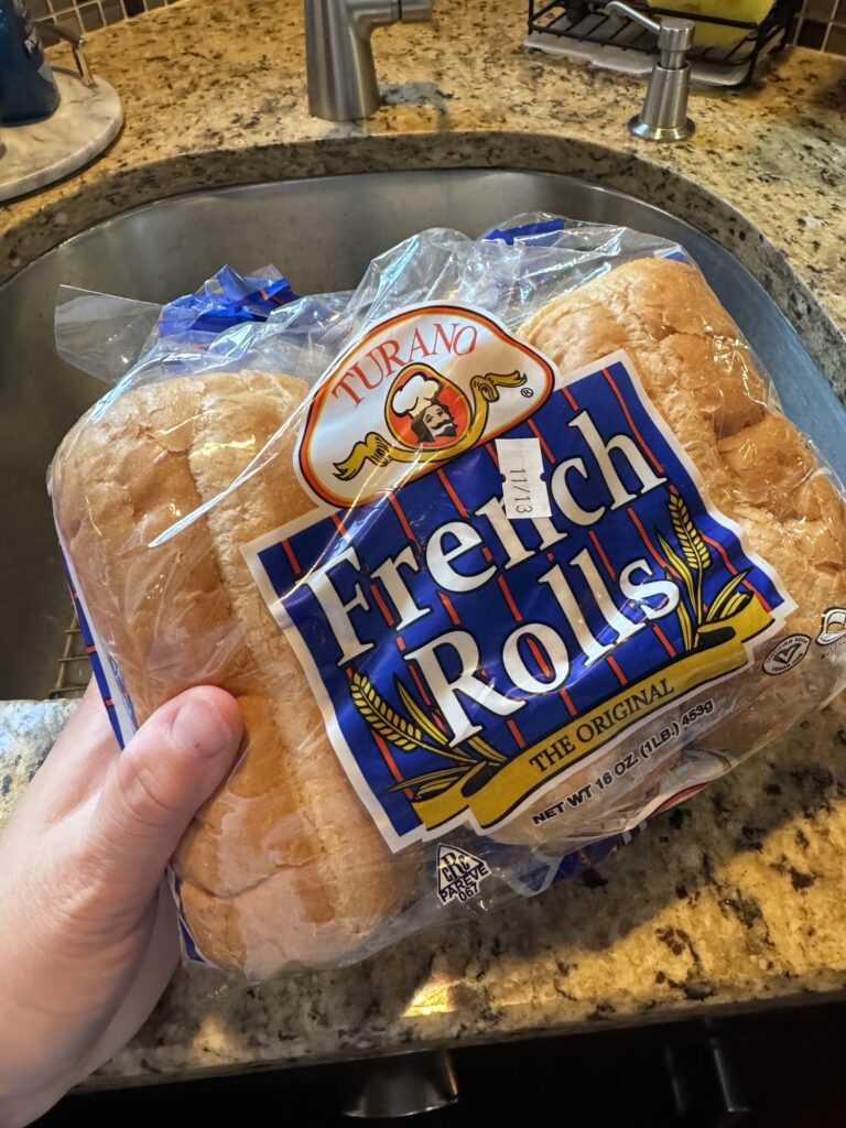 A package of Turano French Rolls.
