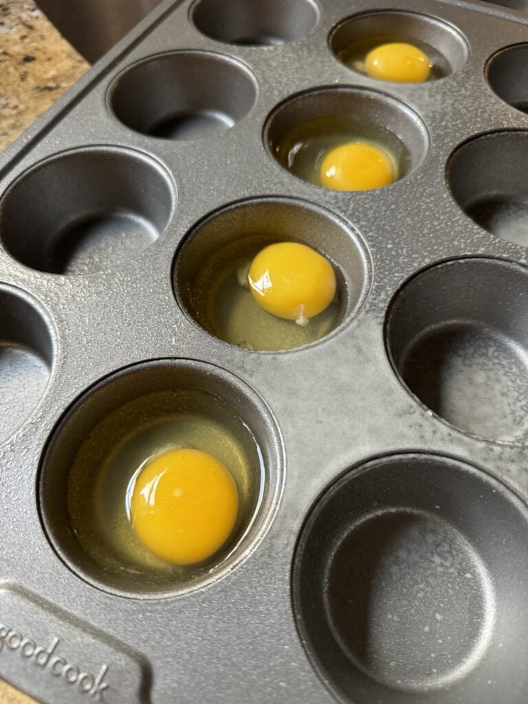 Egg yolks in muffin tin cups