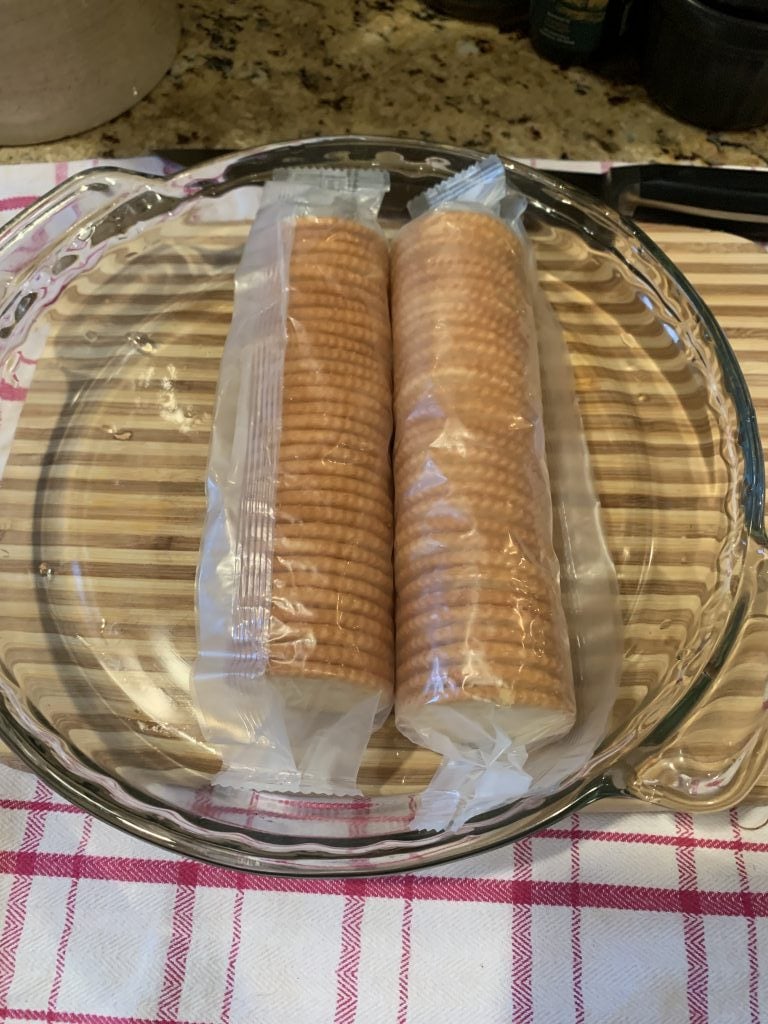 Two sleeves of Ritz crackers.