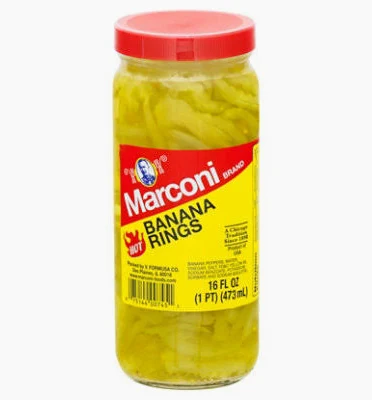 A jar of banana pepper rings