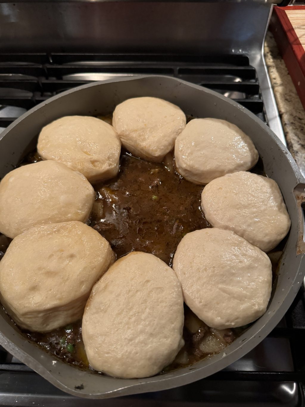 Biscuits cooking in a pan
