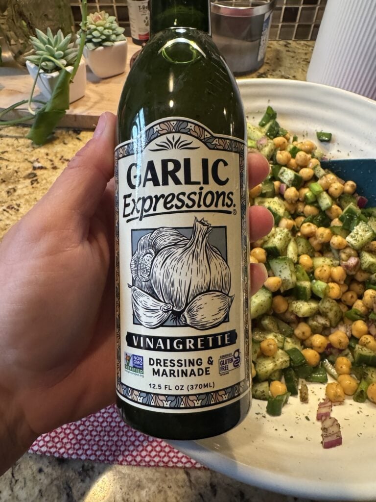A bottle of Garlic Expressions dressing