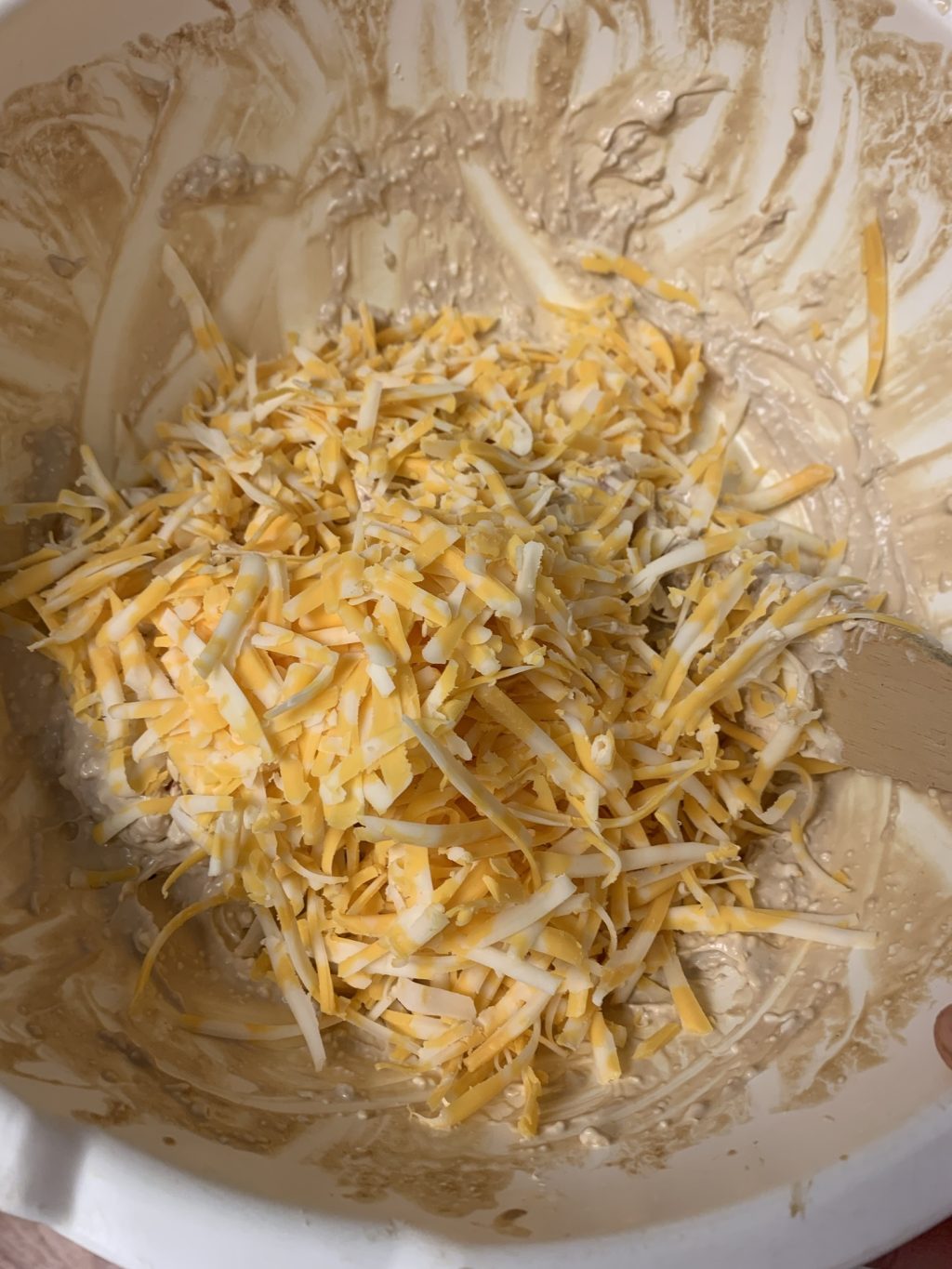 Shredded cheese in a bowl